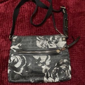 Vintage LAMB black rose print crossbody